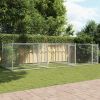 Dog Kennel Grey Galvanized Steel 19.7 x 6.6 x 4.9 ft