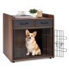 Dog Crate Furniture Indoor with 2 Fabric Drawers End Table