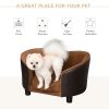 Dog Sofa with Removable Washable Cushion, Elevated Pet Sofa for Miniature Dogs, White