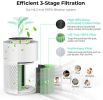 TEC.BEAN H13 True HEPA Air Filter for Office Desk and Bedroom with Adjustable Night Light Odor Eliminators for Home; Sleep Mode 20dB