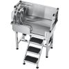Dog Grooming Bathtub Stainless Steel w Stairs Faucet Showerhead 34"