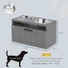 PawHut Elevated Dog Bowls, Large Breed Raised Dogs Bowl Stand with 2 Stainless Steel Bowls, Storage Drawer and Slow Feeder Mat