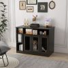 PawHut Luxury Dog Crate Furniture with Storage Brown Lockable Door for Medium Large Dogs 47 x 23.5 x 35