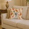White Boxer Heirloom Fall Throw Pillow Decorative Indoor Outdoor Accent Cushion for Couch, Bed or Patio, 14Hx14W