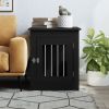 Dog Crate Furniture Style Black Engineered Wood and Steel