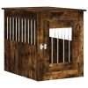 Dog Crate Indoor Furniture Smoked Oak Engineered Wood and Steel Medium With Lock