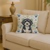 Portuguese Water Dog Coastal Sea Glass Throw Pillow Decorative Indoor Outdoor Accent Cushion for Couch, Bed or Patio, 14Hx14W