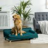 PawHut Large Dog Couch with Washable Cover, Wooden Legs, Soft Couch for Comfort Sleep, Teal