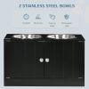 Elevated Dog Bowls for Large Dogs Pet Feeding Station with Stand, Storage, 2 Stainless Steel Food and Water Bowls, Black, 23.6" x 11.8" x 14"