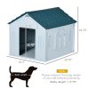 PawHut Plastic Doghouse for Medium and Small Dogs, Water Resistant Puppy Shelter Indoor Outdoor with Door, Easy to Assemble, Blue