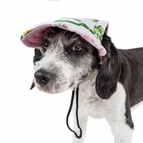 Pet Life ‘Botanic Bark’ Floral Dog Hat – UV Protection Adjustable Cap