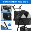 Foldable 4-Wheel Pet Stroller Travel Jogger with Removable Liner