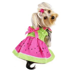 Juicy Watermelon Sundress with Large D (Color: Pink/Lime, size: L)