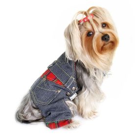 Striped Denim Dog Overalls for Dogs (Color: Blue, size: XS)