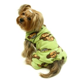 Silly Monkey Front Sleeveless Fleec Pajamas (Color: Lime, size: S)