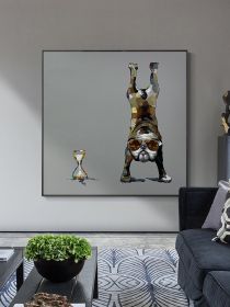 Hand Painted Abstract Upside-Down Dog Wall Art Poster and Print Canvas Painting Creative Living Room Decor Picture (size: 80x80cm)