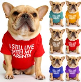 Dog Clothes Starling English Bulldog & Small Breed T-Shirt – Cute Round Collar Pet Outfit (Color: Lake Blue, size: L)