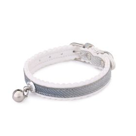 Pet Collar Safety Belt with Bell Small Dog Cat Collar Safe Soft Velvet Pet Products Adjustable Belt (Color: GRAY)