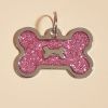 Metal Pet ID Tags with Pink Bone Shape for Dogs