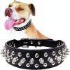 Spiked Leather Studded Dog Collar Adjustable Anti-Bite Protection