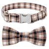 Plaid Dog Collar with Bow Pet Gift Adjustable Soft and Comfy Bowtie Collars