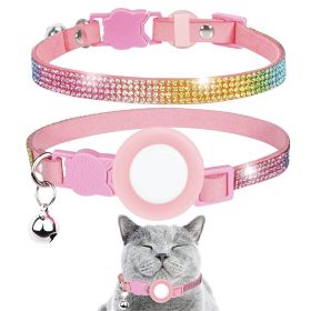 Rhinestone Decor Pet Collar For Airtag Tracker Case (Color: Pink, Type: Pet Supplies)