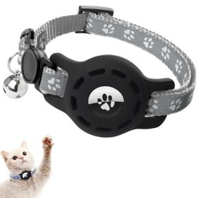 For AirTag Tracker Locator Protective Case Reflective Pet Collar (Color: GRAY, Type: Pet Supplies)