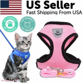 Reflective Dog Harness with Leash | Adjustable No-Pull Control Vest for Dogs (Color: Pink, size: L)