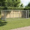 Dog Kennel Grey Galvanized Steel 78.7 x 157.5 x 59.1 In