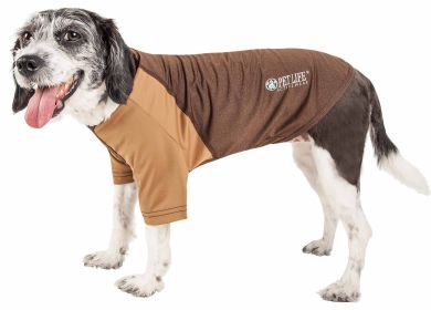 Pet Life Active 'Hybreed' 4-Way Stretch Two-Toned Performance Dog T-Shirt (Color: BROWN, size: X-Large)