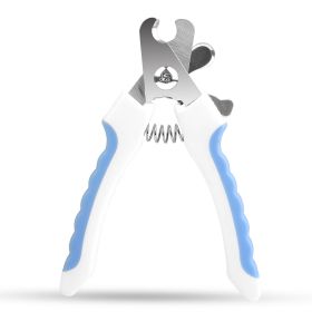 Dog Nail Clippers with Safety Guard & Free Nail File (Color: Blue & White)