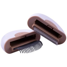 Pet Life 'LYNX' 2-in-1 Travel Connecting Grooming Pet Comb and Deshedder (Color: BROWN, size: large)