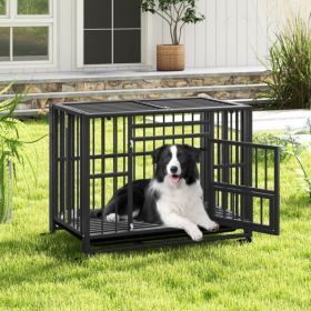 Heavy-Duty Foldable Dog Crate (Color: Black)