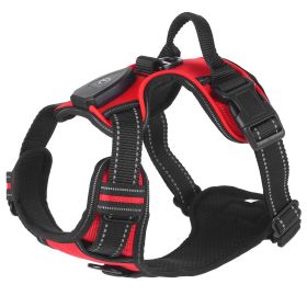 Light Up Dog Harness LED Rechargeable | No Pull Safety Vest with Handle for Dogs (Color: Red, size: M)