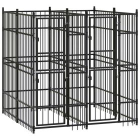 Durable Dog Kennel Black Powder-coated steel Large (Color: Black)