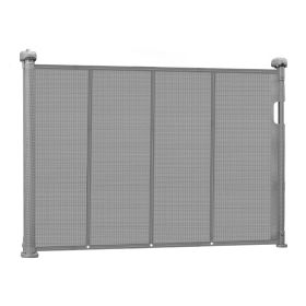 Retractable Baby Gate, 34 inch Tall, Extends up to 55 inch Wide, Retractable Gate for Kids or Pets, Mesh Material, Easy to Install for Indoor Stairs (Width: 55 inch, Color: GRAY)