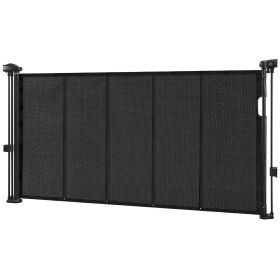 Retractable Baby Gate, 34 inch Tall, Extends up to 55 inch Wide, Retractable Gate for Kids or Pets, Mesh Material, Easy to Install for Indoor Stairs (Width: 55 inch, Color: Black)