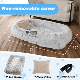 Large Faux Fur Orthopedic Bed for People & Pets, Washable Plush Design (Color: GRAY, size: 6XL(Non-Detachable Dog Bed))
