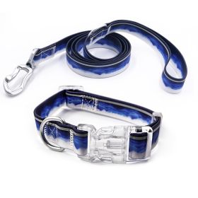 Reflective Dog Leash Set Waterproof | Adjustable No-Tangle Dog Walking & Training Lead (Color: white clouds, size: L)
