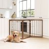 Wooden Pet Gate Foldable Expandable | Fir Wood Dog Barrier Fence for Home & Stairs