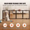 Free Standing Dog Gate, 32" H x 96.5" W Freestanding Pet Gate, 4 Panels Foldable Dog Gate for Wide and Narrow Passageways