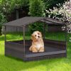 Outdoor Wicker Doghouse with Weatherproof Roof