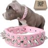 Spiked Leather Studded Dog Collar Adjustable Anti-Bite Protection