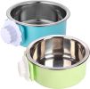 Removable Stainless Steel Hanging Pet Cage Bowl Food & Water Feeder