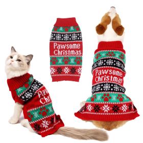 Dog Christmas Sweaters Pet Winter Knitwear Xmas Clothes Classic Warm Coats (size: L)
