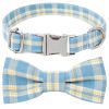 Plaid Dog Collar with Bow Pet Gift Adjustable Soft and Comfy Bowtie Collars
