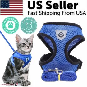 Reflective Dog Harness with Leash | Adjustable No-Pull Control Vest for Dogs (Color: Blue, size: S)
