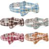 Plaid Dog Collar with Bow Pet Gift Adjustable Soft and Comfy Bowtie Collars